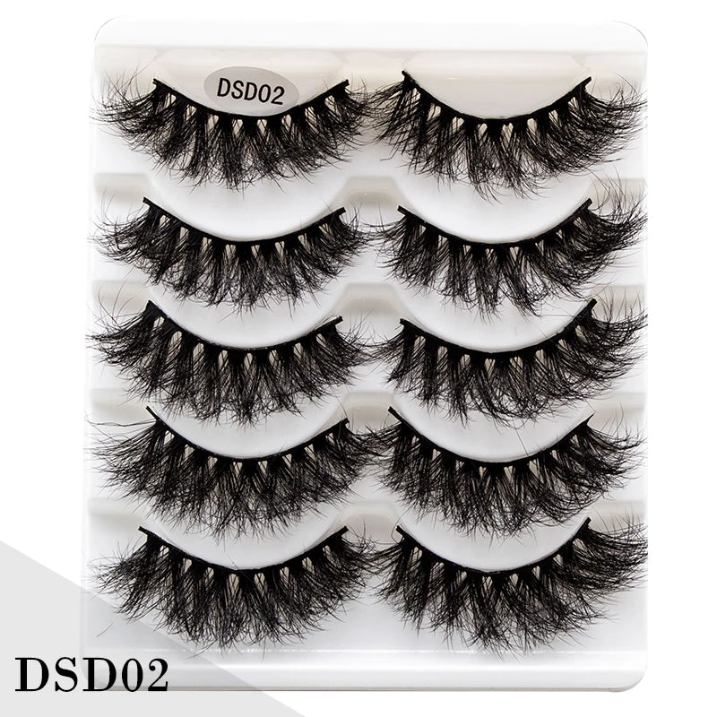 New 5/10Pairs 3D Mink Lashes Natural Mink False Eyelashes Dramatic Volume Fake Eyelash Extension Faux Cils Wholesale Makeup Tool