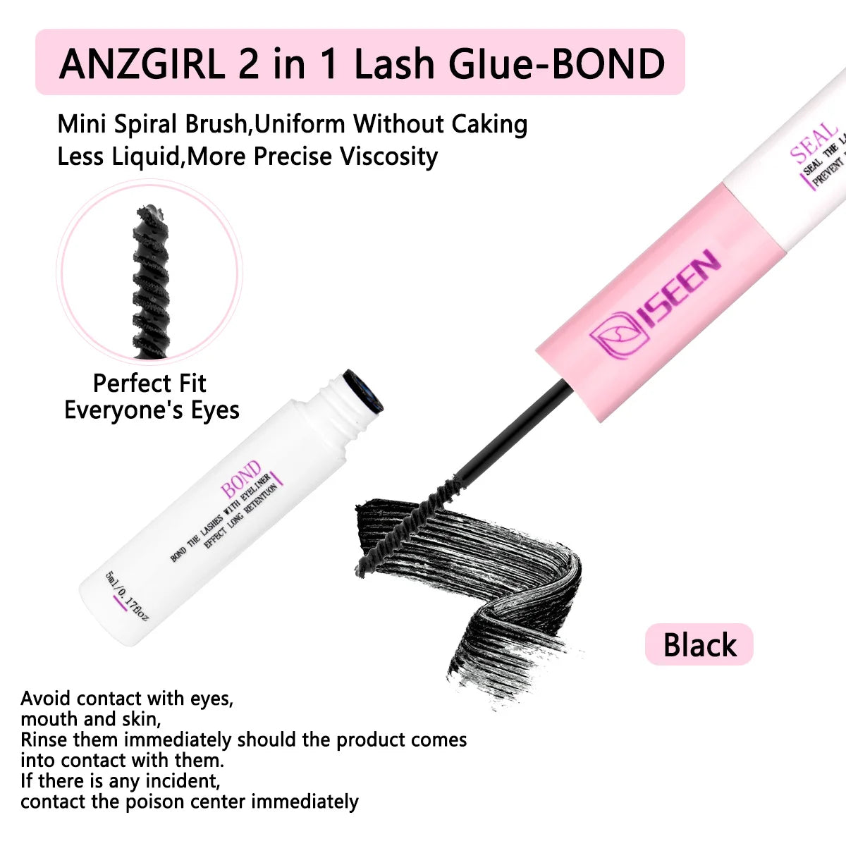 Lash Bond and Seal Waterproof for Lash Clusters Super Hold Long-Lasting Non-Irritating Eyelash Glue for DIY at Home