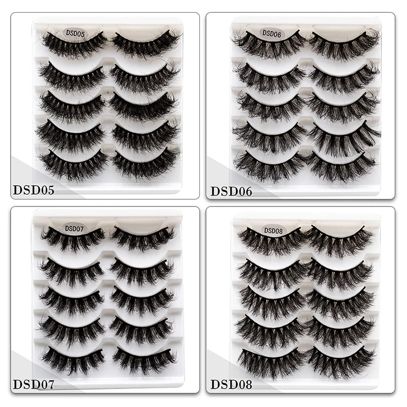 New 5/10Pairs 3D Mink Lashes Natural Mink False Eyelashes Dramatic Volume Fake Eyelash Extension Faux Cils Wholesale Makeup Tool